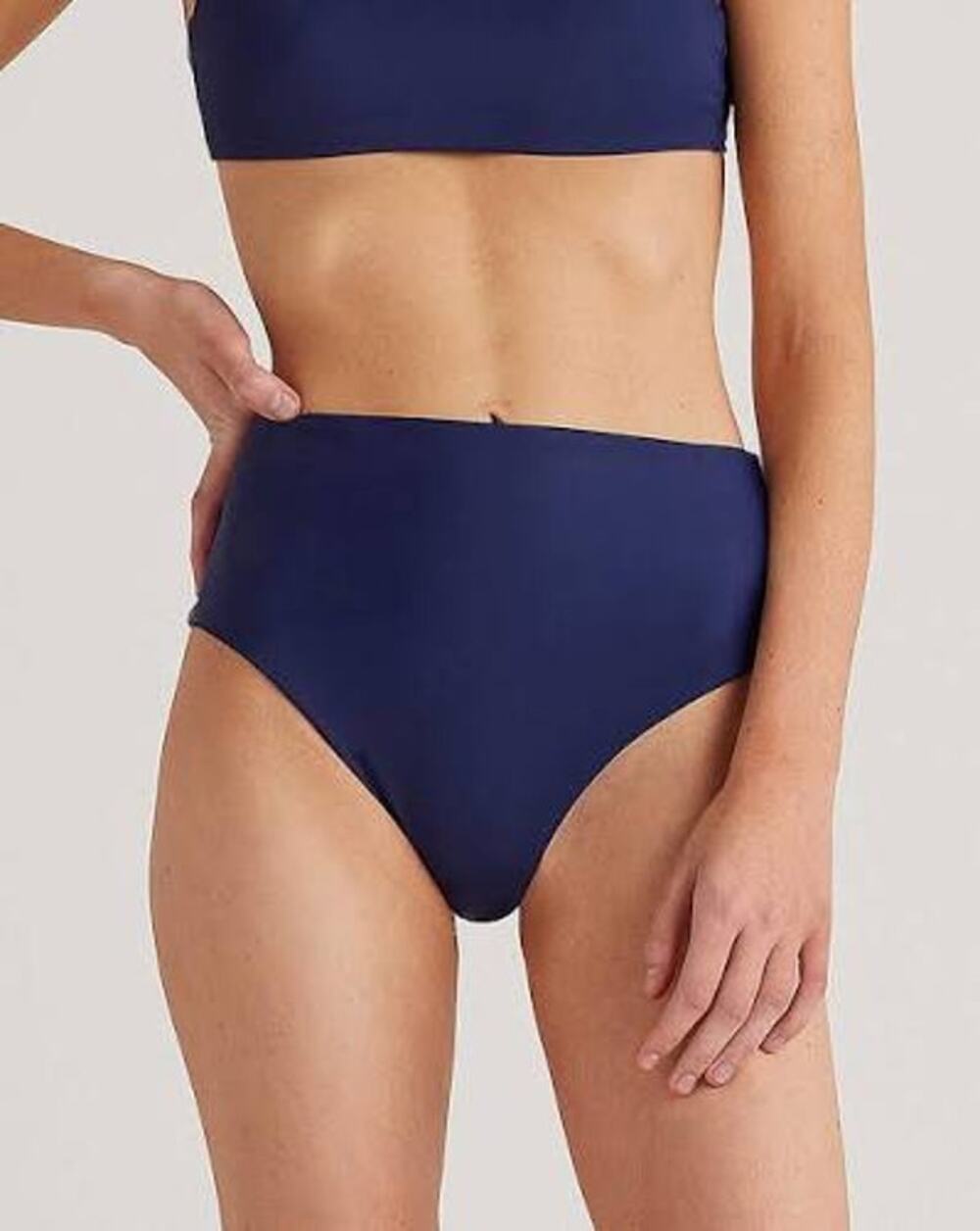 QUINCE High Rise /Leg Bikini Bottom Deep Navy Blue NWT Sz Small S SLOW FASHION